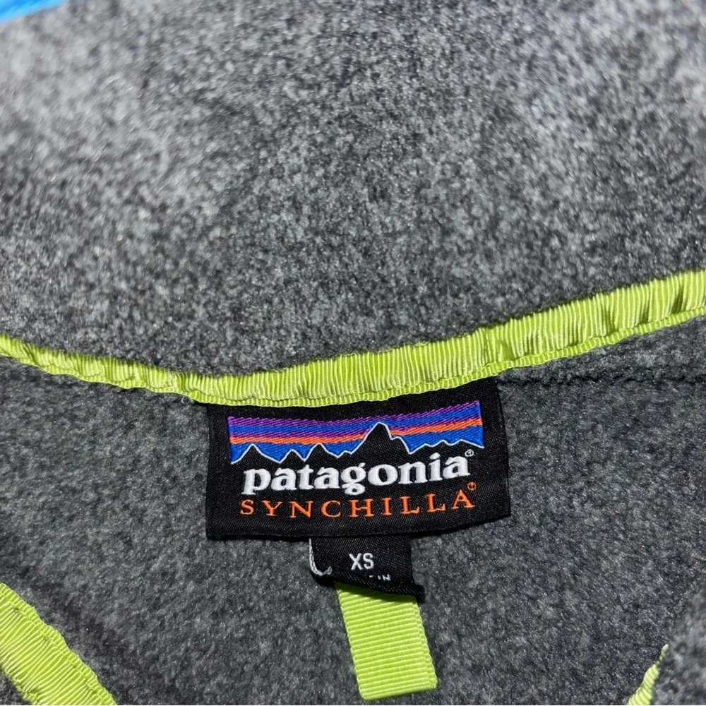 Vintage Patagonia Mens XS Synchilla Snap T Fleece Pullover Gray blue